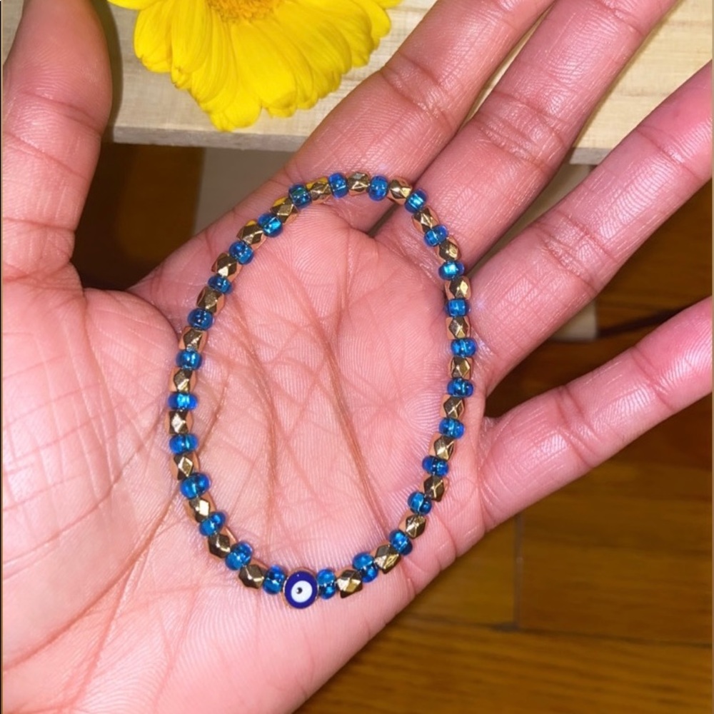 Handmade Evil Eye Glass Bead Bracelet